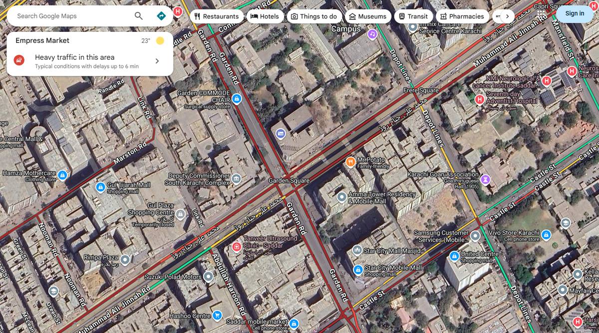 Traffic at M.A. Jinnah Road