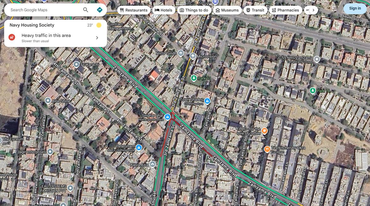 Traffic at Zamzama Blvd