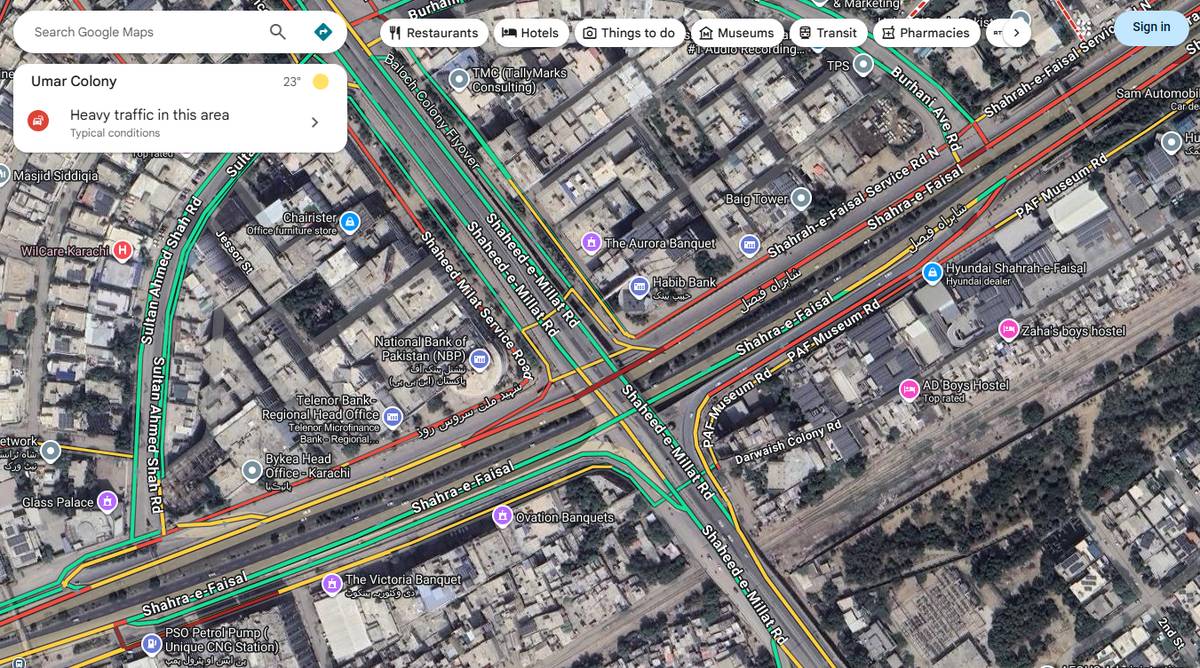 Traffic at Baloch Colony Flyover